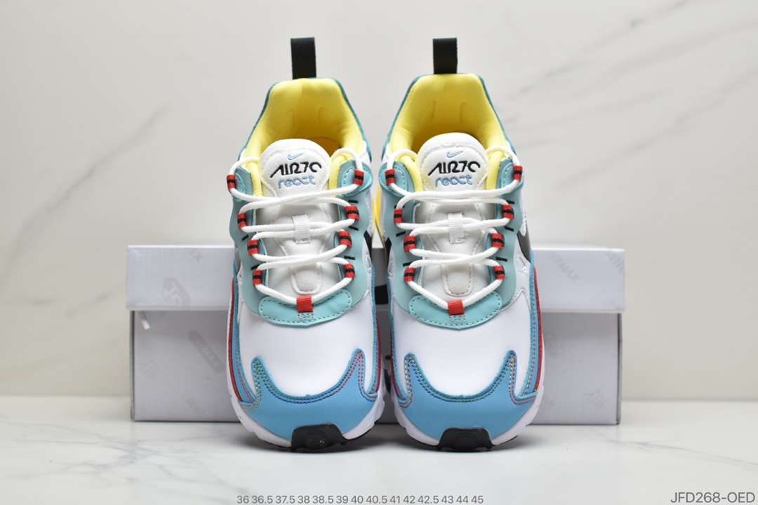 170 公司级耐克Air Max 270 React 机能皮面半气垫跑步鞋AO4971-103