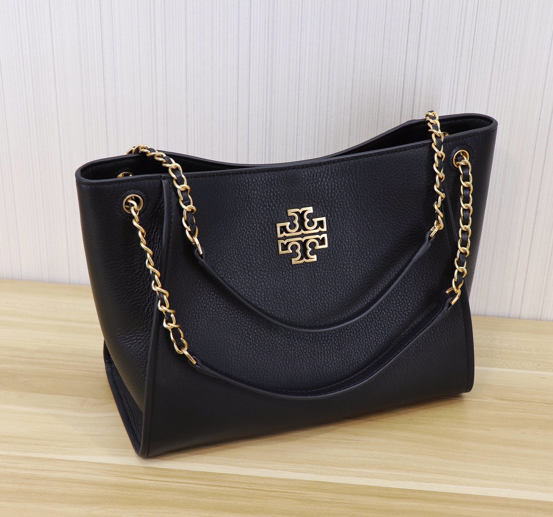 Tory Burch TB 73503 新款托特包双T 镂空logo荔枝纹头层牛皮 单肩包，尺寸长29*宽12*高23