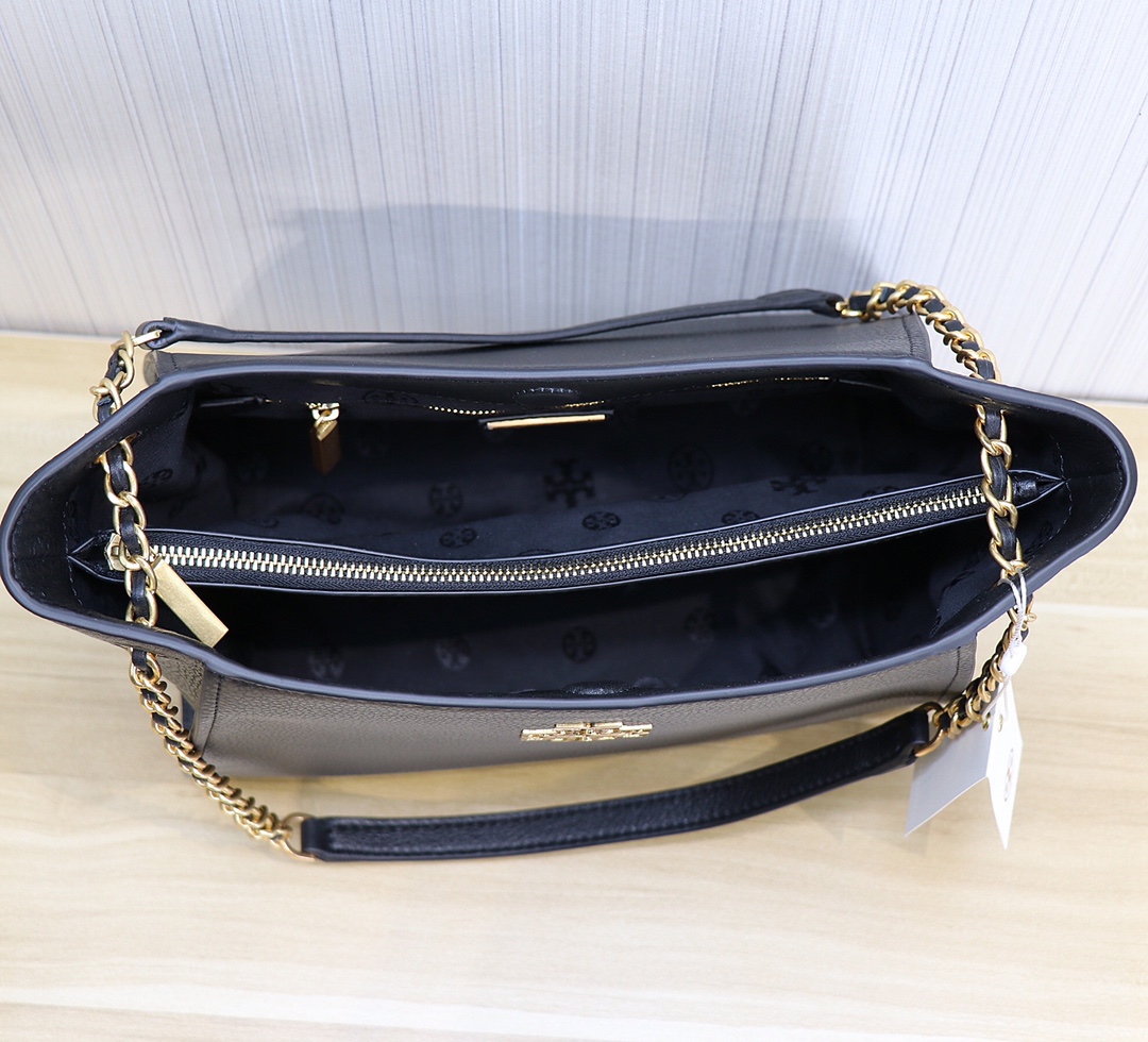 Tory Burch TB 73503 新款托特包双T 镂空logo荔枝纹头层牛皮 单肩包，尺寸长29*宽12*高23