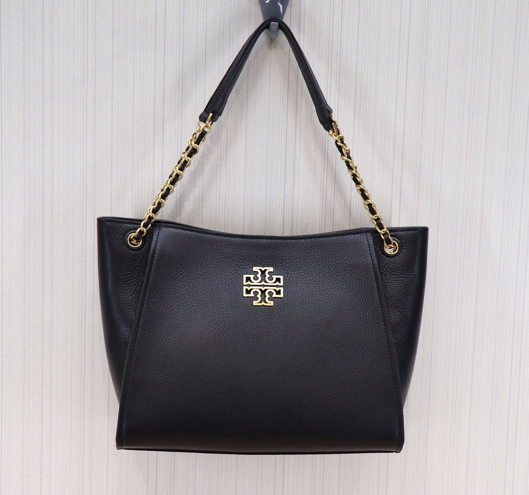 Tory Burch TB 73503 新款托特包双T 镂空logo荔枝纹头层牛皮 单肩包，尺寸长29*宽12*高23