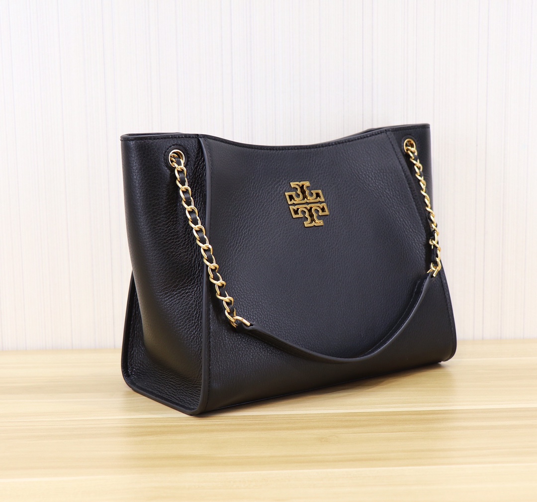 Tory Burch TB 73503 新款托特包双T 镂空logo荔枝纹头层牛皮 单肩包，尺寸长29*宽12*高23
