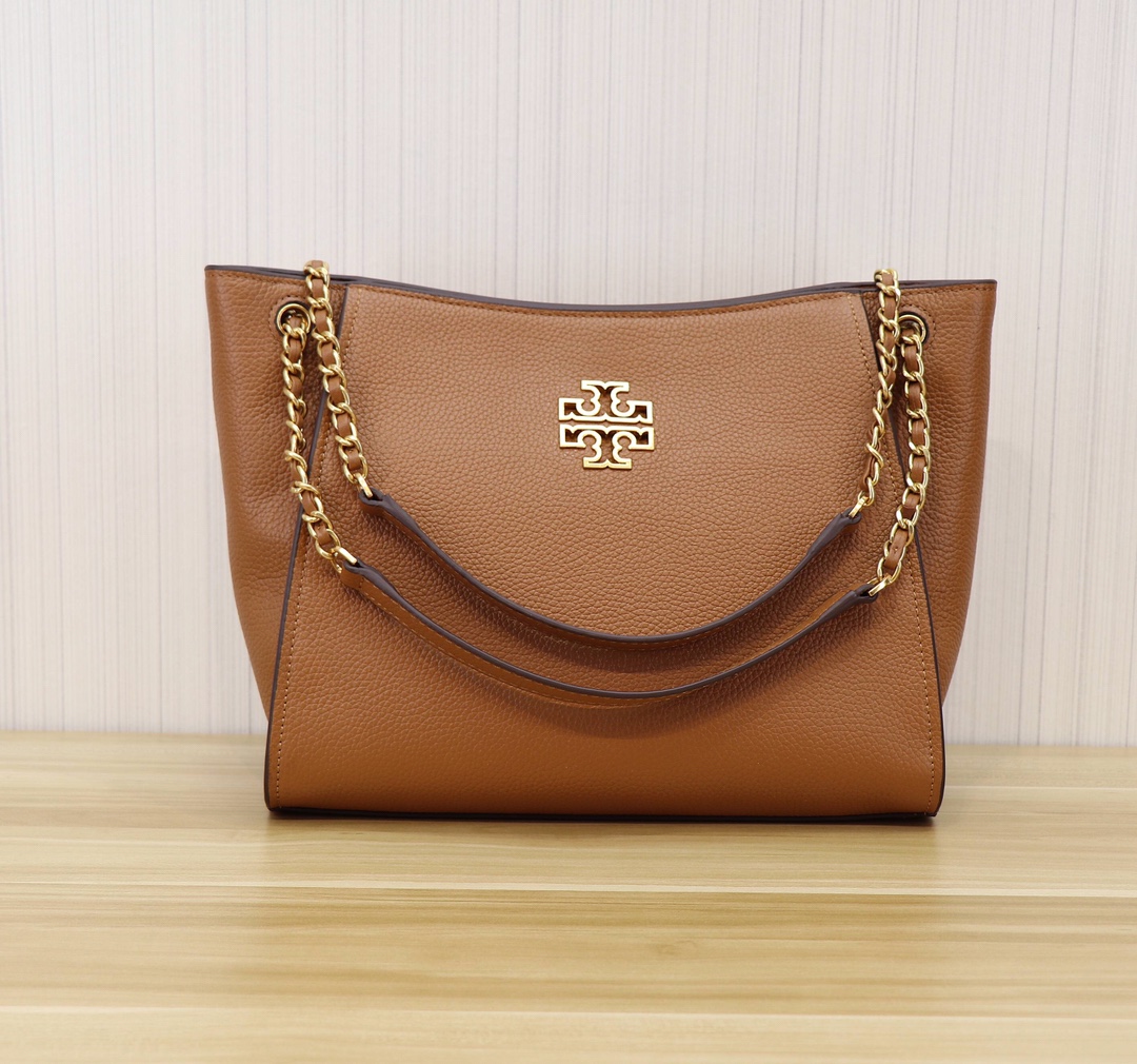 Tory Burch TB 73503 新款托特包双T 镂空logo荔枝纹头层牛皮 单肩包，尺寸长29*宽12*高23