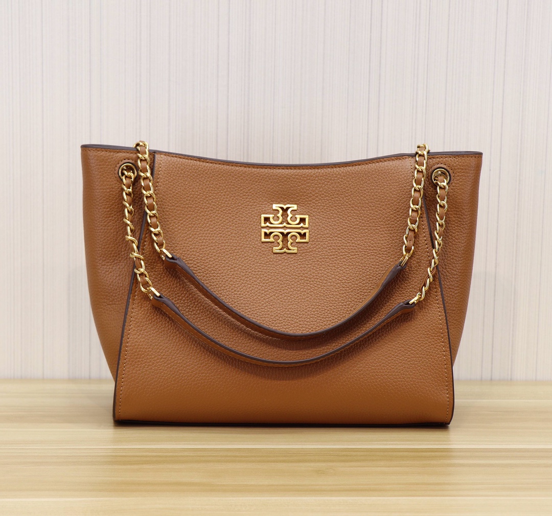 Tory Burch TB 73503 新款托特包双T 镂空logo荔枝纹头层牛皮 单肩包，尺寸长29*宽12*高23