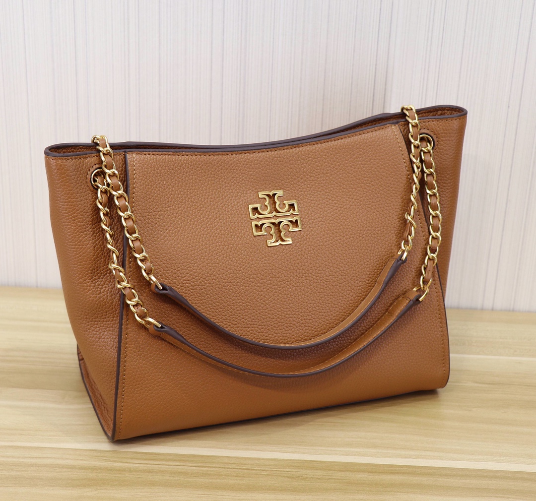 Tory Burch TB 73503 新款托特包双T 镂空logo荔枝纹头层牛皮 单肩包，尺寸长29*宽12*高23