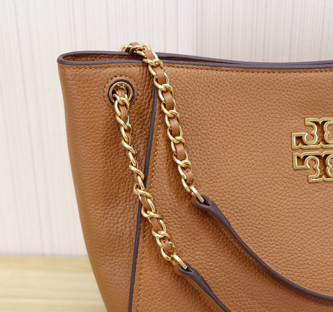 Tory Burch TB 73503 新款托特包双T 镂空logo荔枝纹头层牛皮 单肩包，尺寸长29*宽12*高23