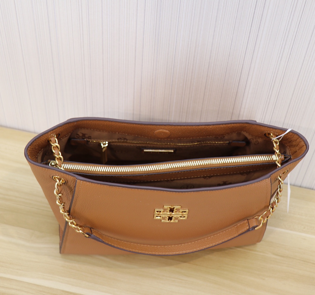 Tory Burch TB 73503 新款托特包双T 镂空logo荔枝纹头层牛皮 单肩包，尺寸长29*宽12*高23