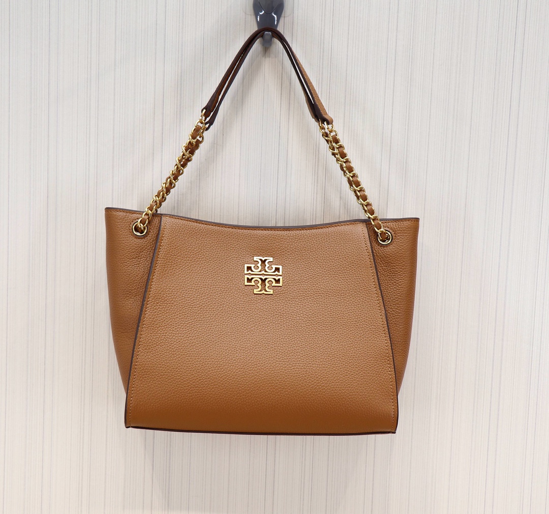 Tory Burch TB 73503 新款托特包双T 镂空logo荔枝纹头层牛皮 单肩包，尺寸长29*宽12*高23