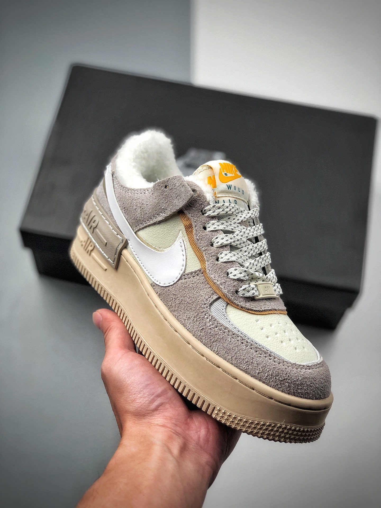 220  空军一号厚底板鞋 解构风格 冬季加绒款 Air Force 1 SHADOW 时尚休闲运动板鞋  货号：DC5270-016