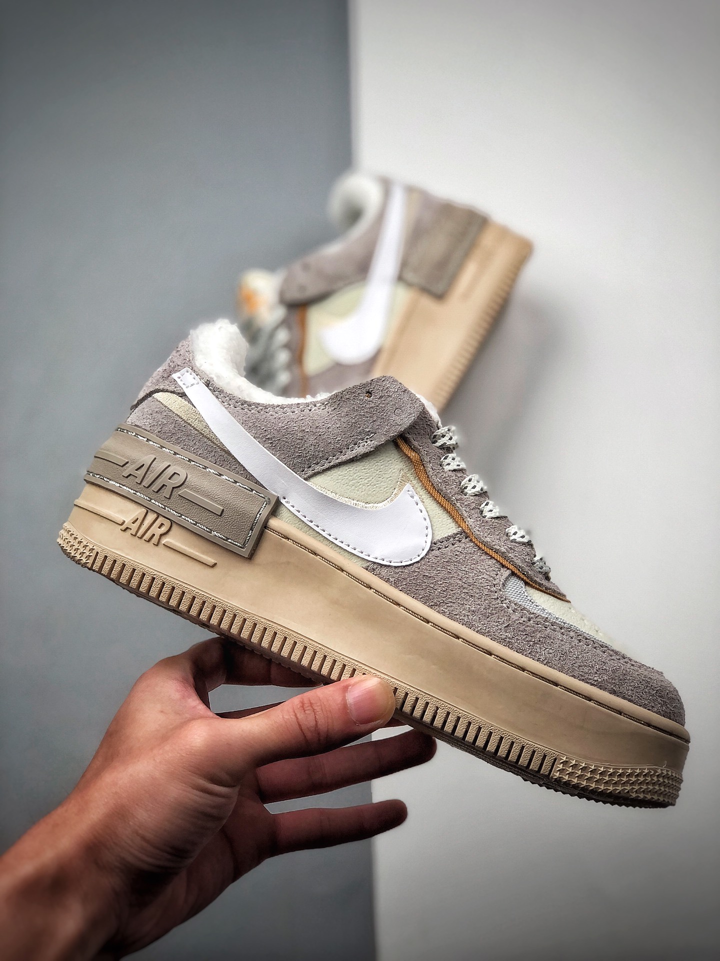 220  空军一号厚底板鞋 解构风格 冬季加绒款 Air Force 1 SHADOW 时尚休闲运动板鞋  货号：DC5270-016