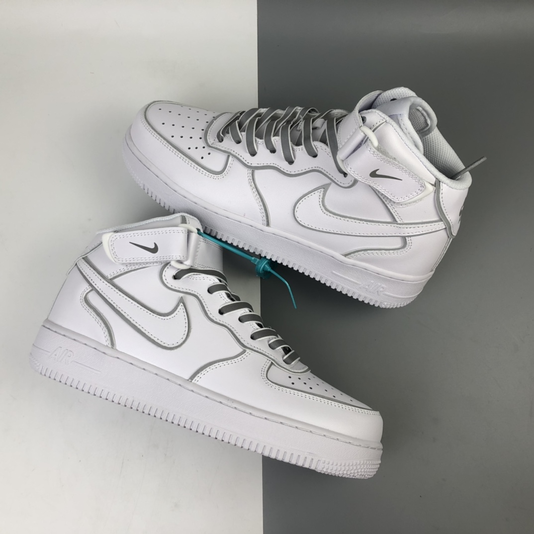 240 Nike Air Force 1 Mid 3M反光变色龙 空军一号低帮百搭休闲运动板鞋 369733-809