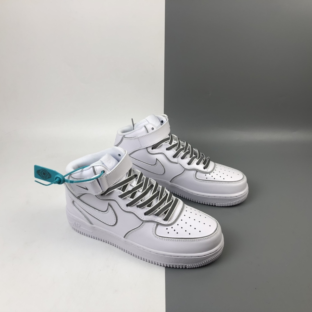 240 Nike Air Force 1 Mid 3M反光变色龙 空军一号低帮百搭休闲运动板鞋 369733-809