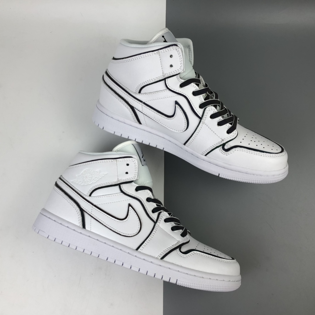 250 Air Jordan 1 Mid RET HI PREM “纯白二次元反光”AJ中邦休闲篮球鞋 CK6587-100
