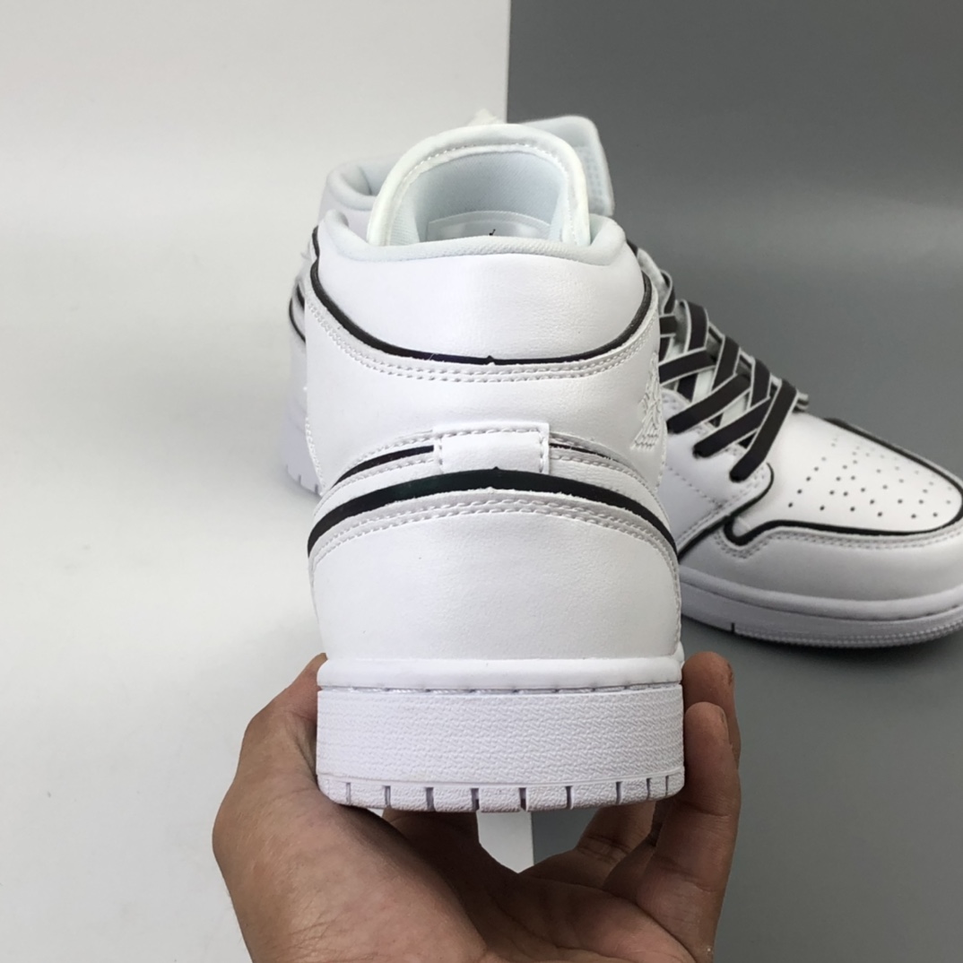 250 Air Jordan 1 Mid RET HI PREM “纯白二次元反光”AJ中邦休闲篮球鞋 CK6587-100