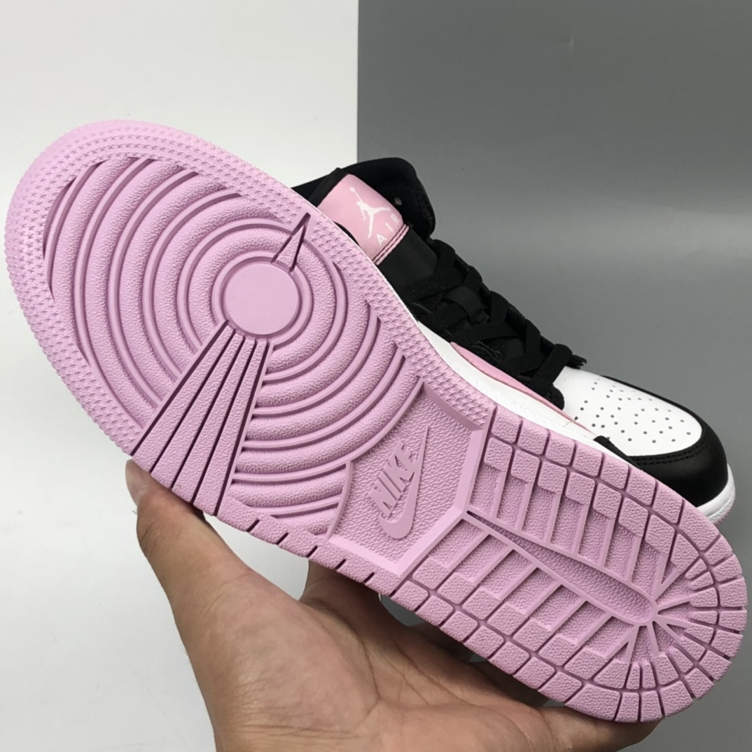 240 Air Jordan 1 Mid 黑白粉 粉熊猫 AJ1 乔1 中帮百搭休闲运动板鞋 555112-103