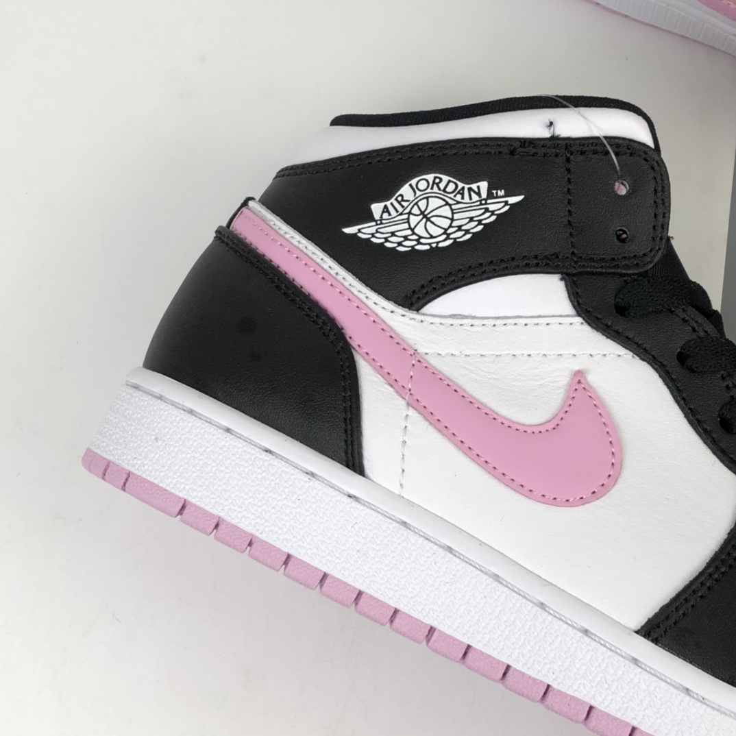 240 Air Jordan 1 Mid 黑白粉 粉熊猫 AJ1 乔1 中帮百搭休闲运动板鞋 555112-103