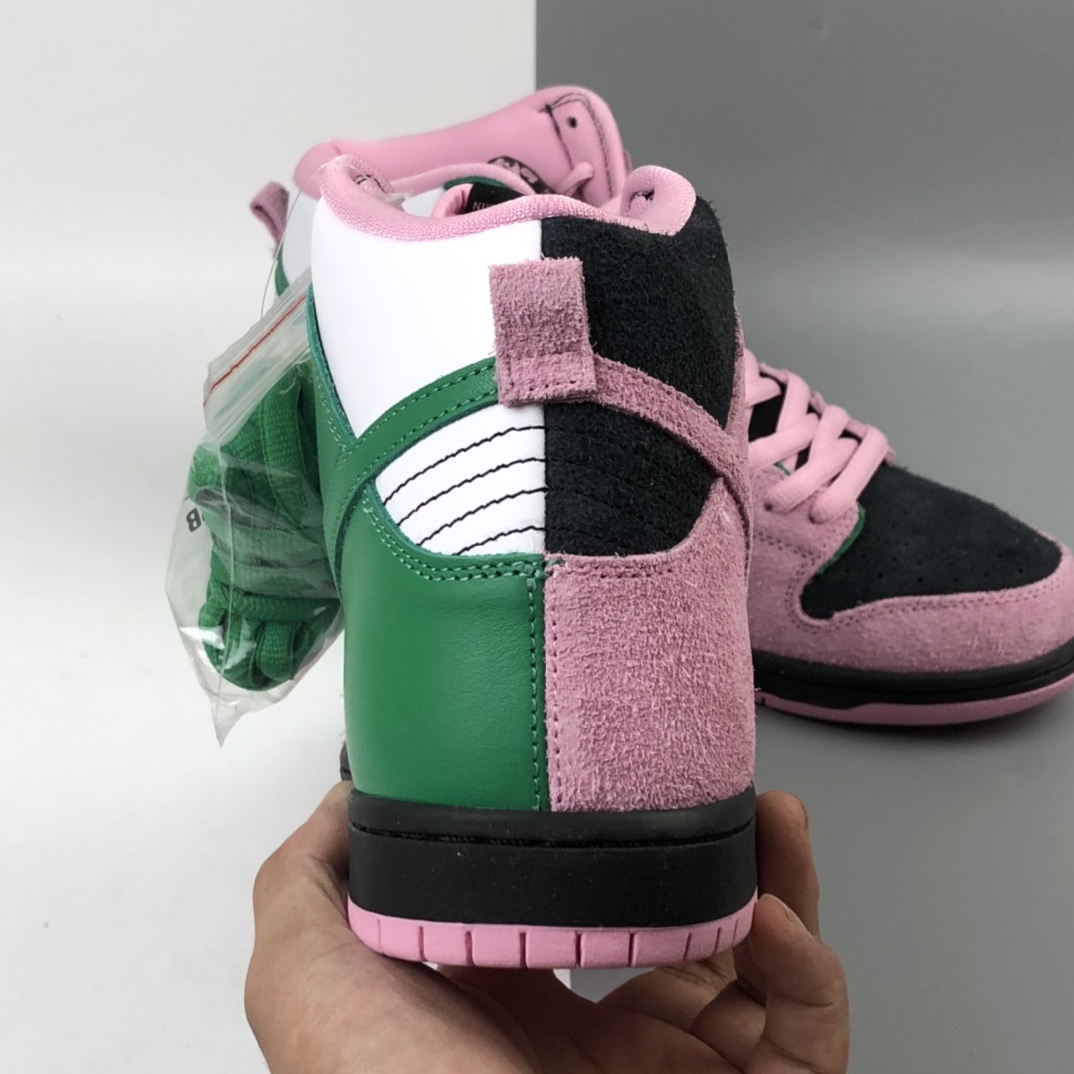 380 Nike SB Dunk High Pro”Invert Celtics”扣篮系列高帮休闲运动滑板板鞋“反转黑粉凯尔特人”CU7349-001