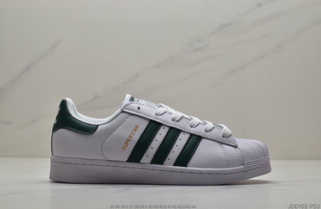 120 公司级头层软底Adidas三叶草Superstar贝壳头头层皮软蓝底情侣全黑贝壳头板鞋AF5666