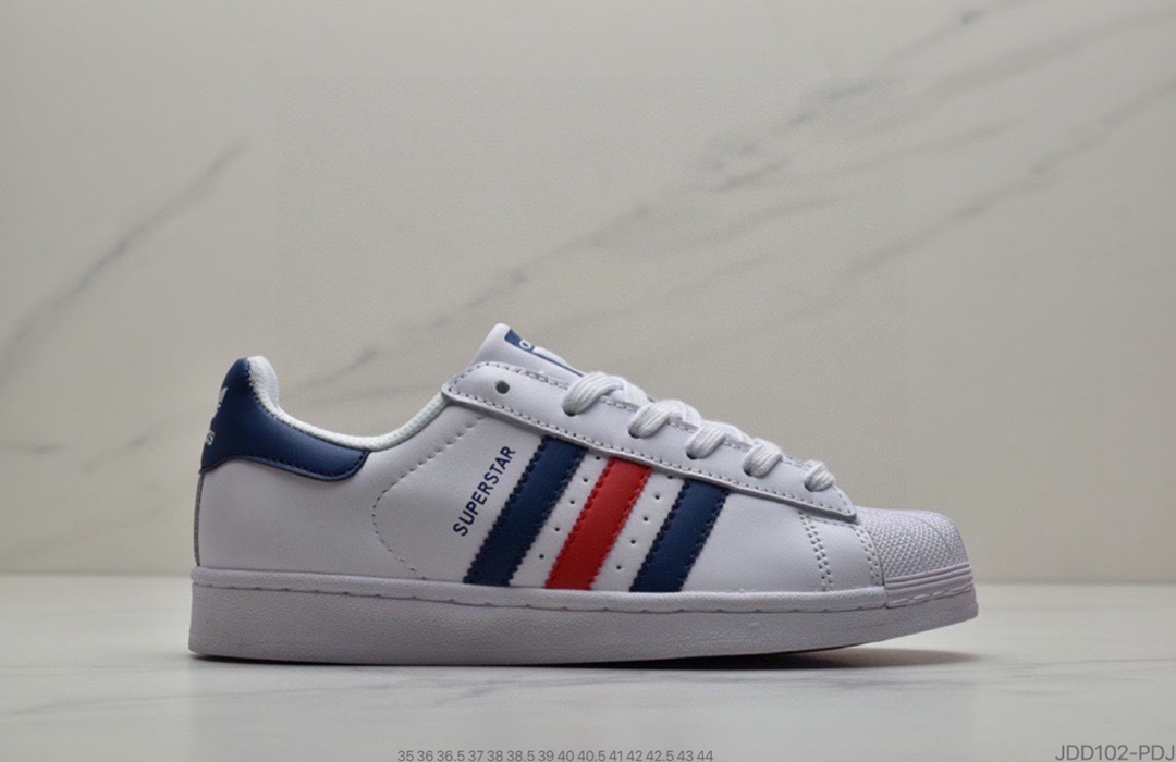 120 公司级头层软底Adidas三叶草Superstar贝壳头头层皮软蓝底情侣全黑贝壳头板鞋AF5666