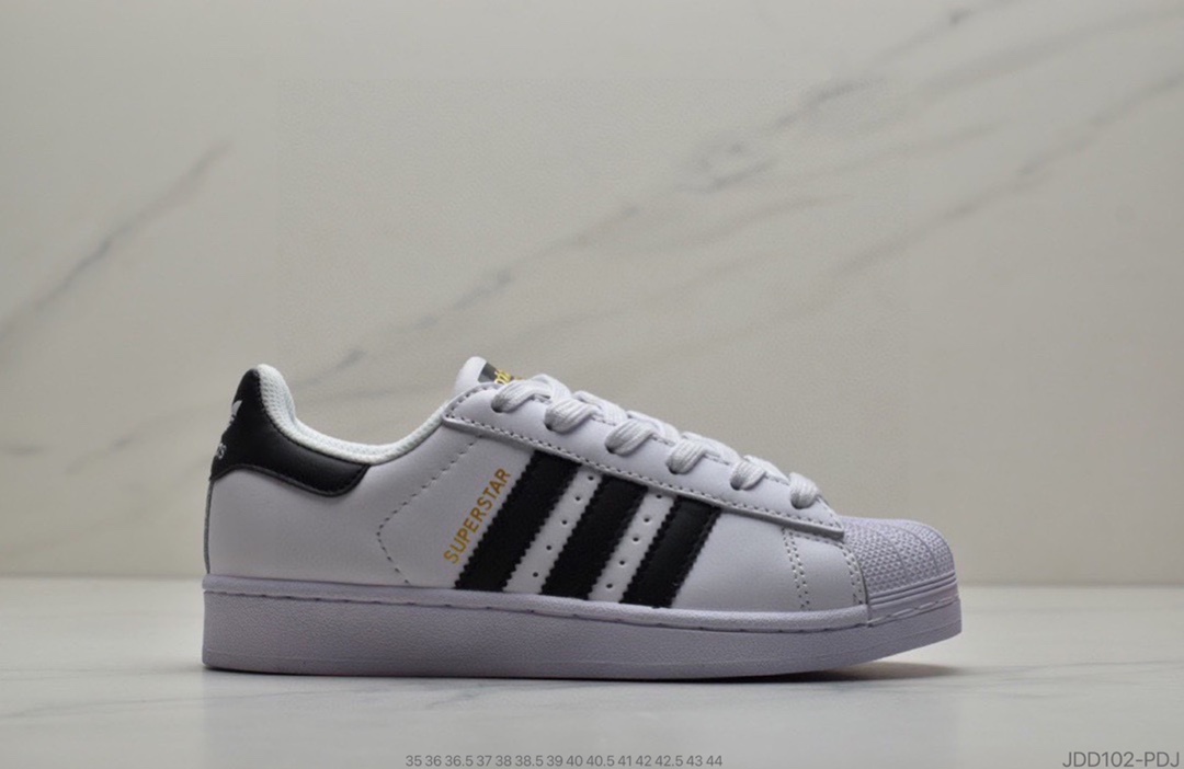 120 公司级头层软底Adidas三叶草Superstar贝壳头头层皮软蓝底情侣全黑贝壳头板鞋AF5666