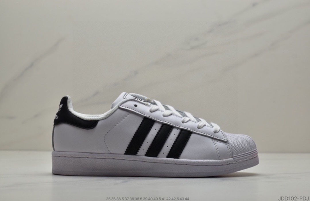 120 公司级头层软底Adidas三叶草Superstar贝壳头头层皮软蓝底情侣全黑贝壳头板鞋AF5666