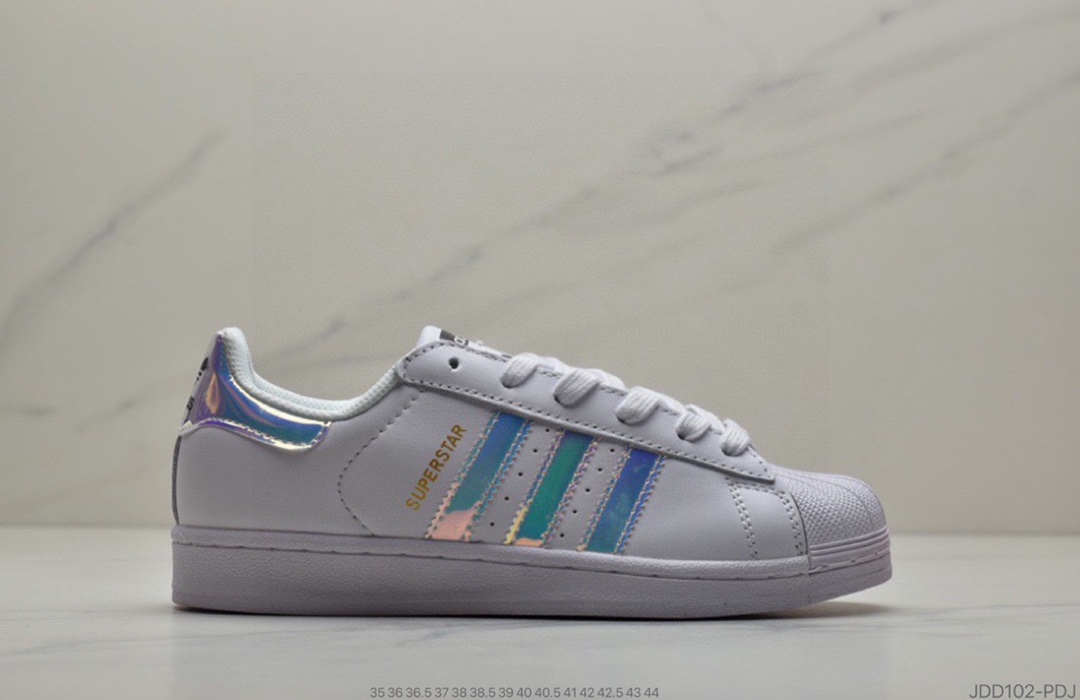 120 公司级头层软底Adidas三叶草Superstar贝壳头头层皮软蓝底情侣全黑贝壳头板鞋AF5666
