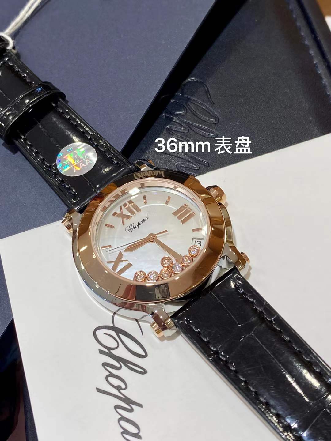 Lacoste 萧邦原装ETA-955 112与原装 一致机芯 可与原装配件通用——萧邦HAPPY DIAMONDS系列278492-9001腕表 尺寸36 mm 、表带搭配进口美洲鳄鱼皮