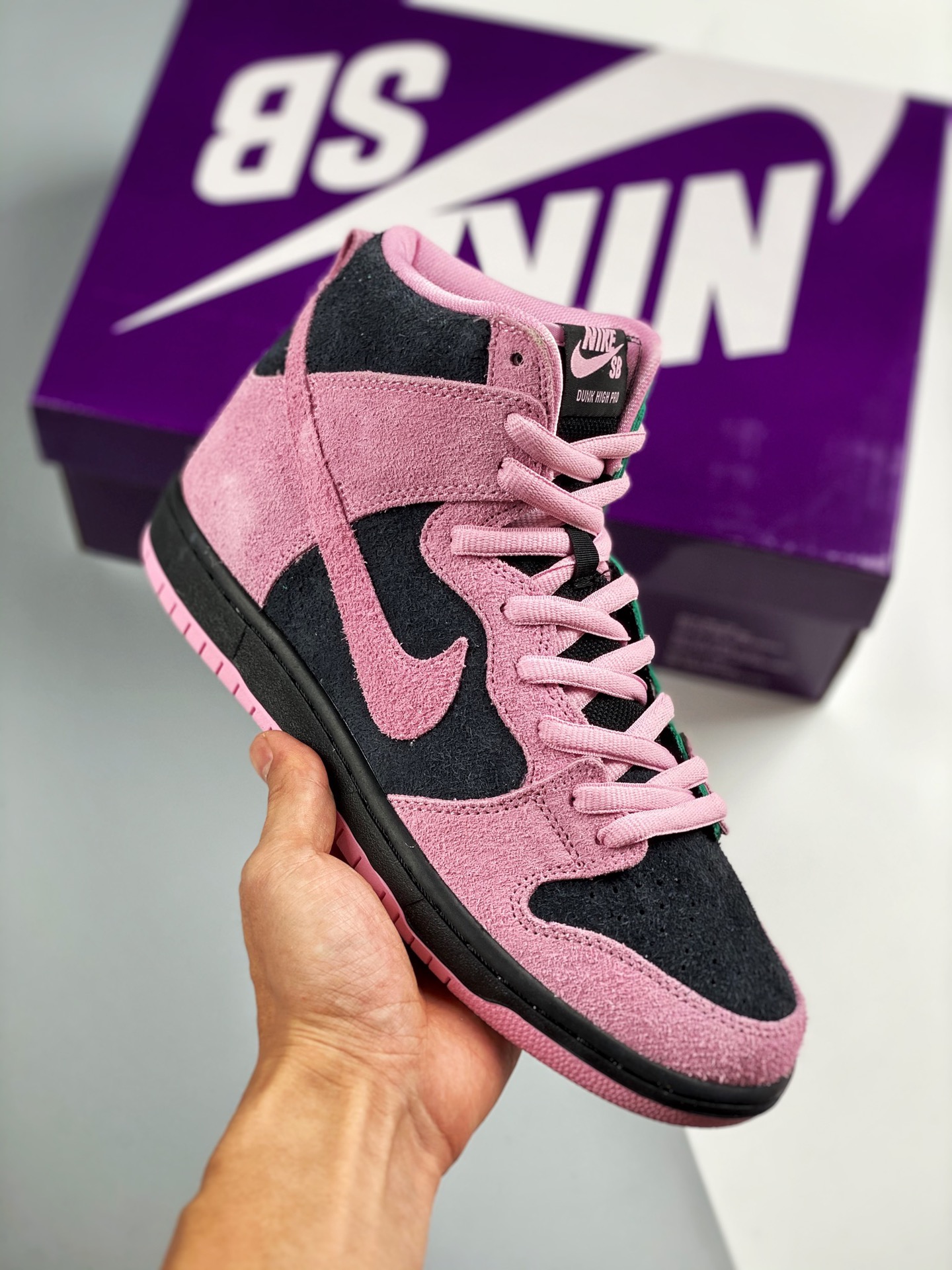 NK Dunk SB Hi "Invert Celtics" 拼接 negro-verde-rosa, producción de fábrica, muy recomendado👏 Material de primera capa o…