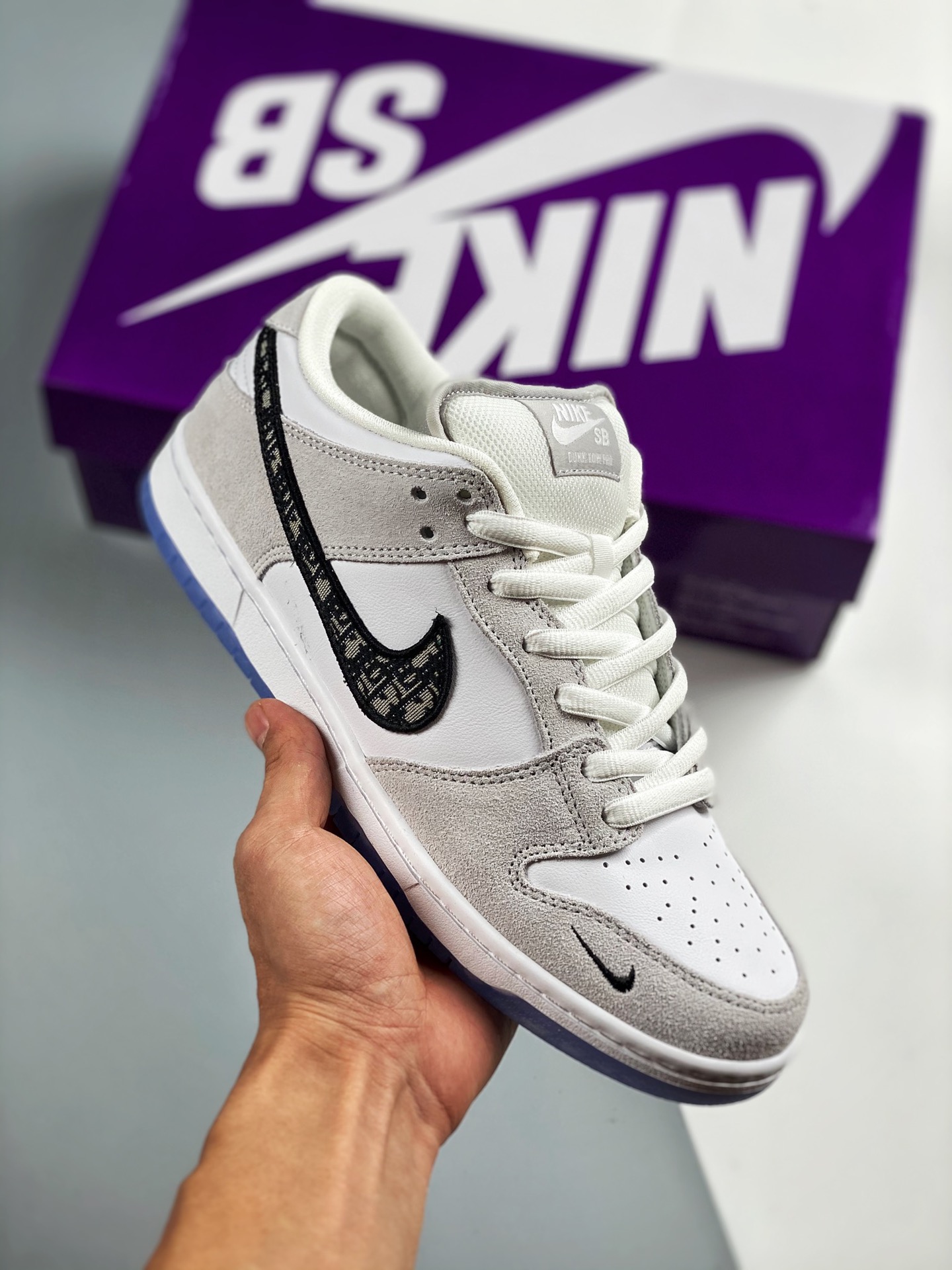 Nike SB Dunk Low x Dior colaboración jacquard de Dior, zapatillas de skate deportivas casuales de caña baja r…