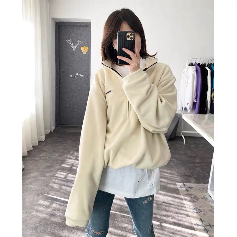 FEAR OF GOD FOG复线ESSENTIALS摇粒绒半拉链立领套头卫衣