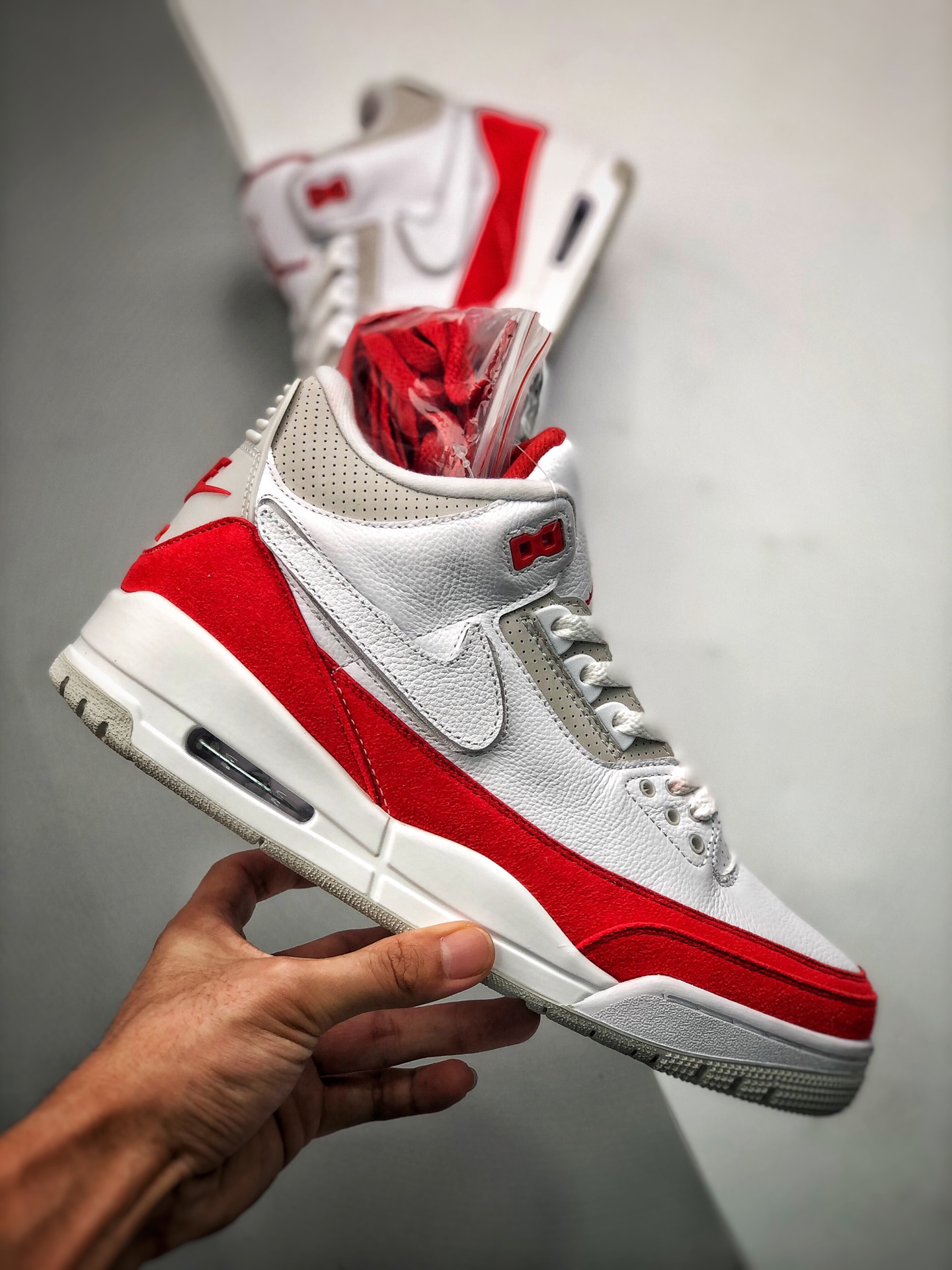 400  Air Jordan 3 Tinker“Air Max 1” 魔术贴换勾 3M 白红反光