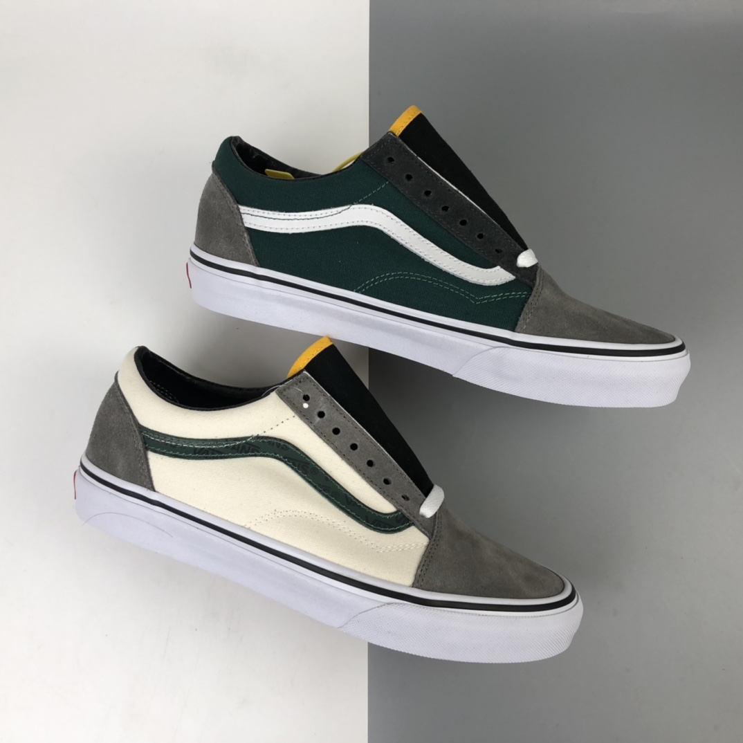 150 Vans Old Skool 秋冬新款 灰绿拼接撞色低帮休闲板鞋 VN0A4BV51IB