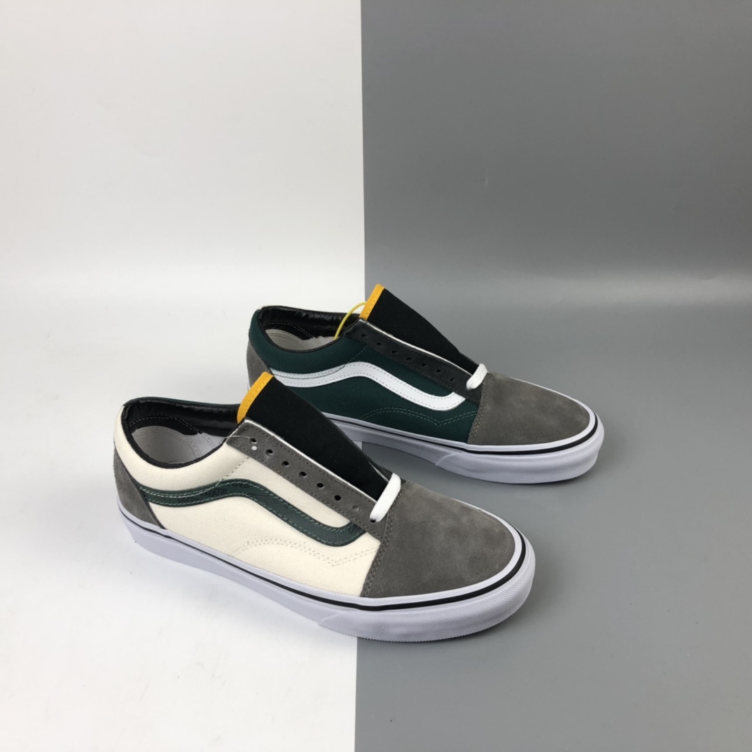 150 Vans Old Skool 秋冬新款 灰绿拼接撞色低帮休闲板鞋 VN0A4BV51IB