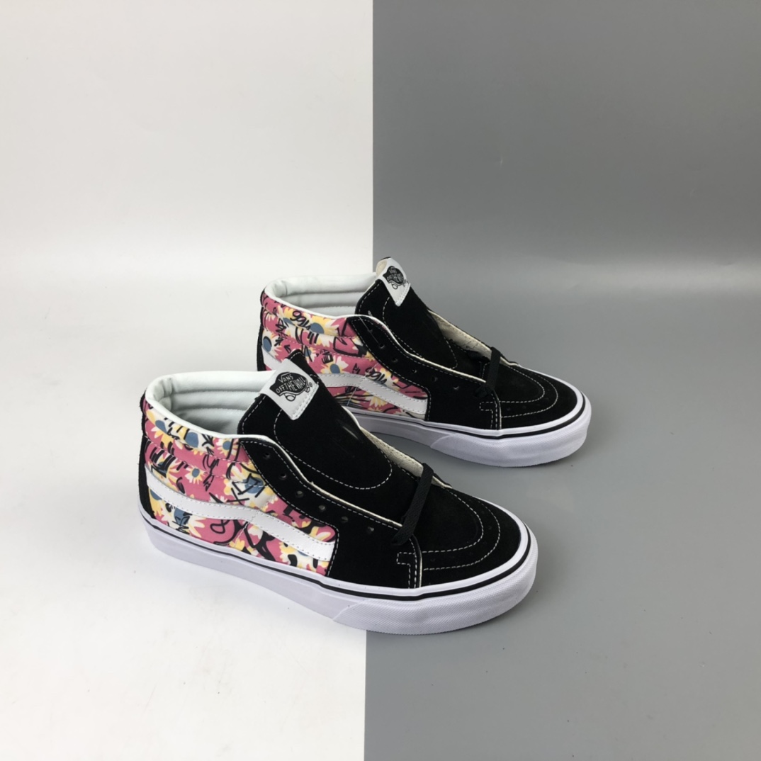 150 Vans SK8-Mid Reissue 粉色涂鸦中邦休闲板鞋 VN0A391FTY6