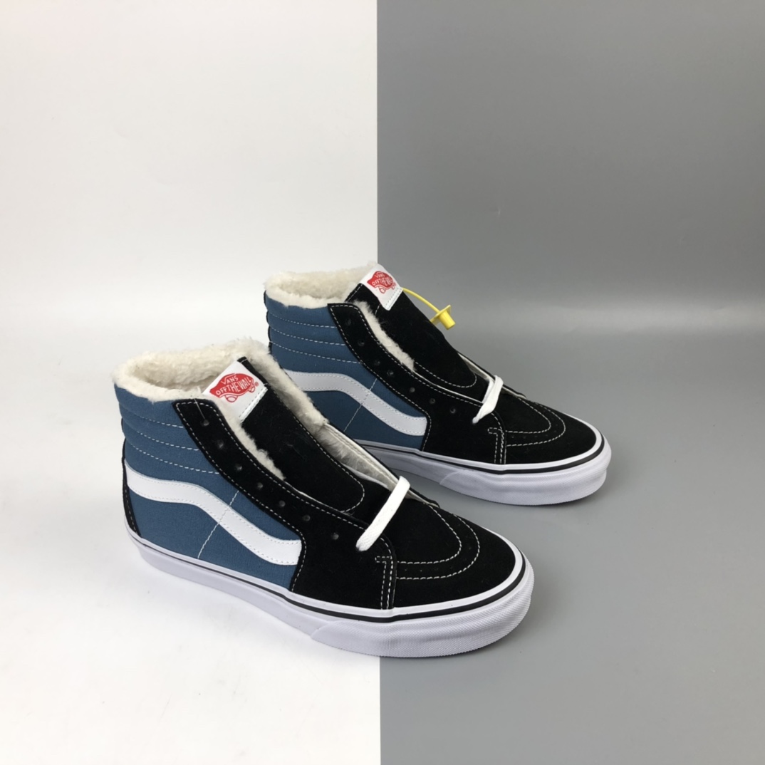 160 加绒款 Vans SK8-Hi 经典系列海军蓝高帮休闲板鞋 VN000D5INVY