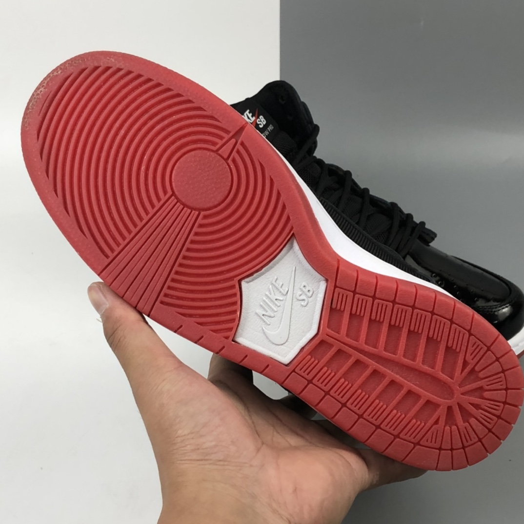 280 Nike SB Dunk High Bred 黑红漆皮 扣篮系列复古高帮休闲运动滑板板鞋 AJ7730-001