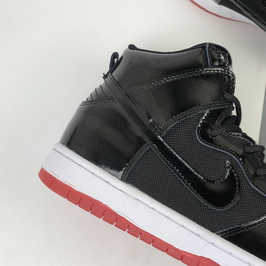 280 Nike SB Dunk High Bred 黑红漆皮 扣篮系列复古高帮休闲运动滑板板鞋 AJ7730-001