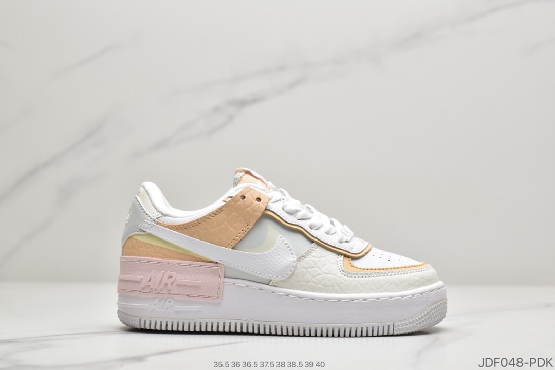 180 公司级 耐克NIKE WMNS Air Force 1 Shadow全新少女系解构主义设计 马卡龙空军一号轻量增高低帮百搭板鞋  CW2630-141