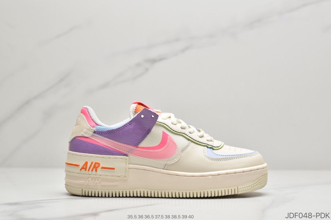 180 公司级 耐克NIKE WMNS Air Force 1 Shadow全新少女系解构主义设计 马卡龙空军一号轻量增高低帮百搭板鞋  CW2630-141