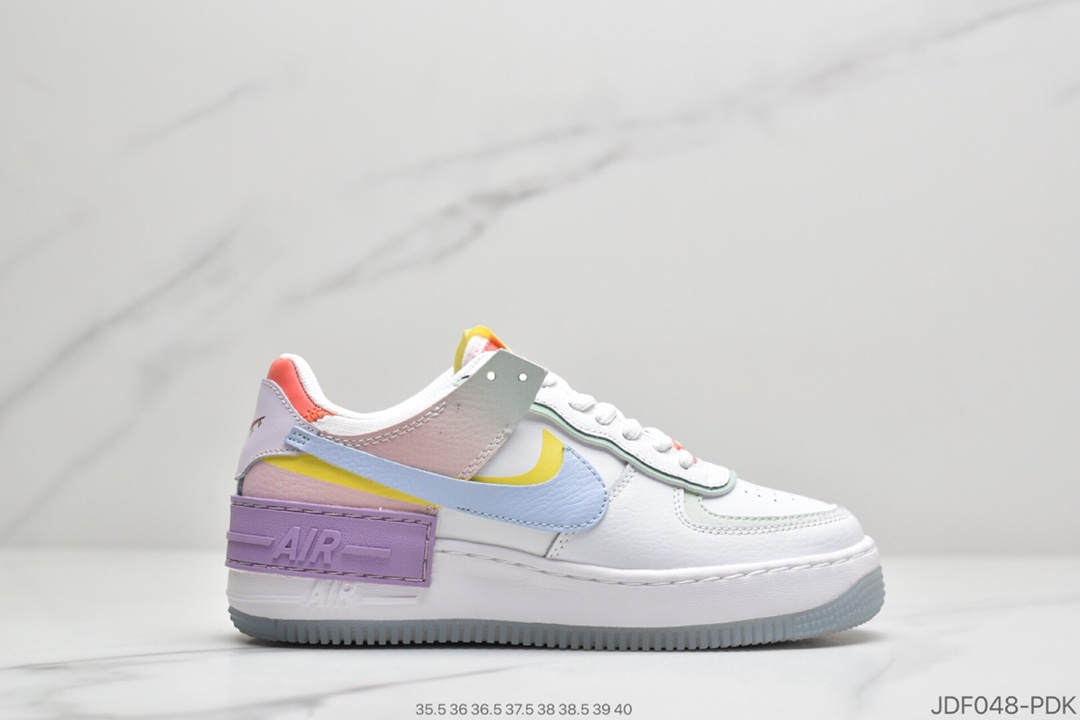 180 公司级 耐克NIKE WMNS Air Force 1 Shadow全新少女系解构主义设计 马卡龙空军一号轻量增高低帮百搭板鞋  CW2630-141