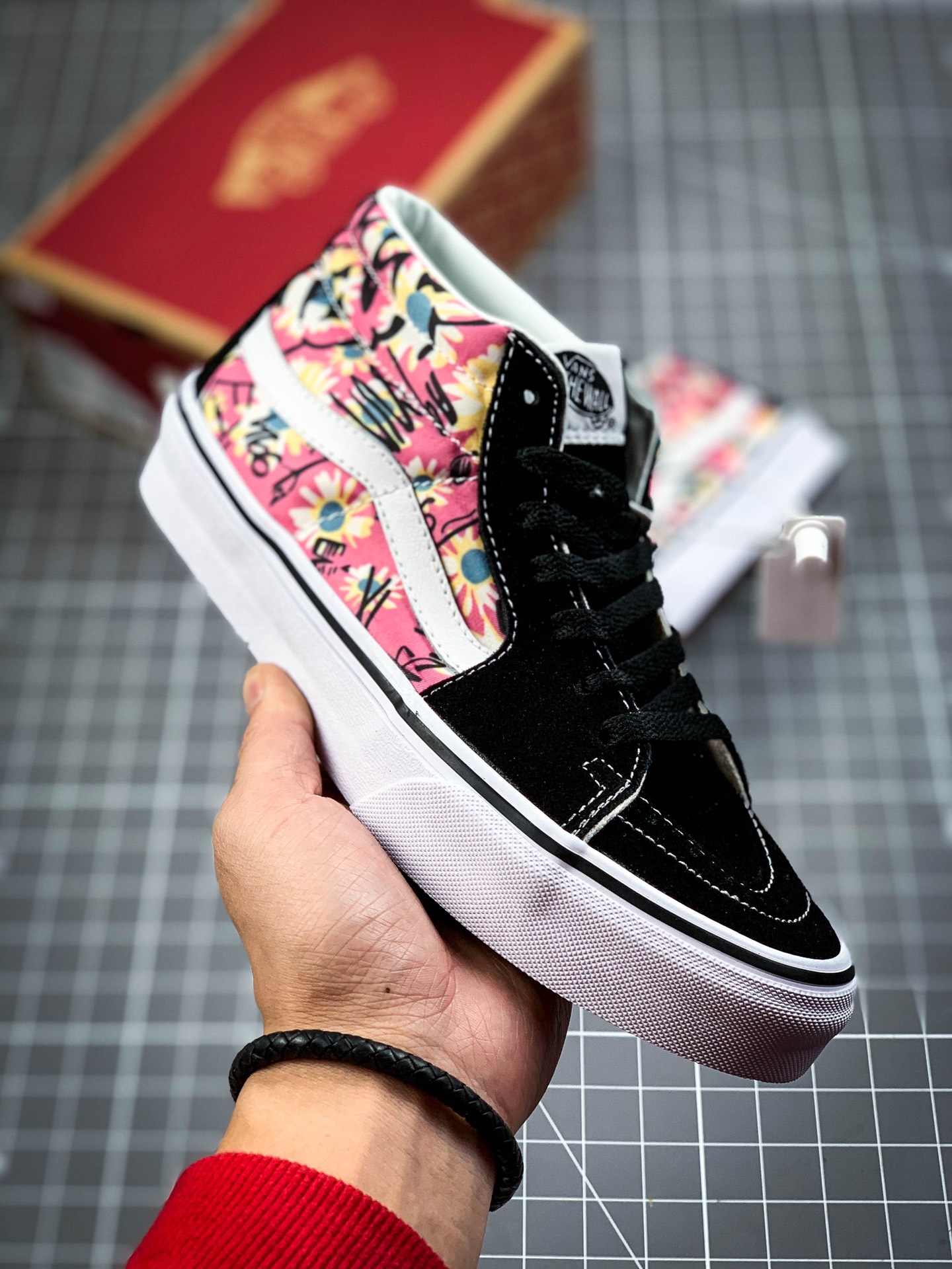 150 海外代购官网预售 Vans SK8-mid  中帮万斯复古印花涂鸦