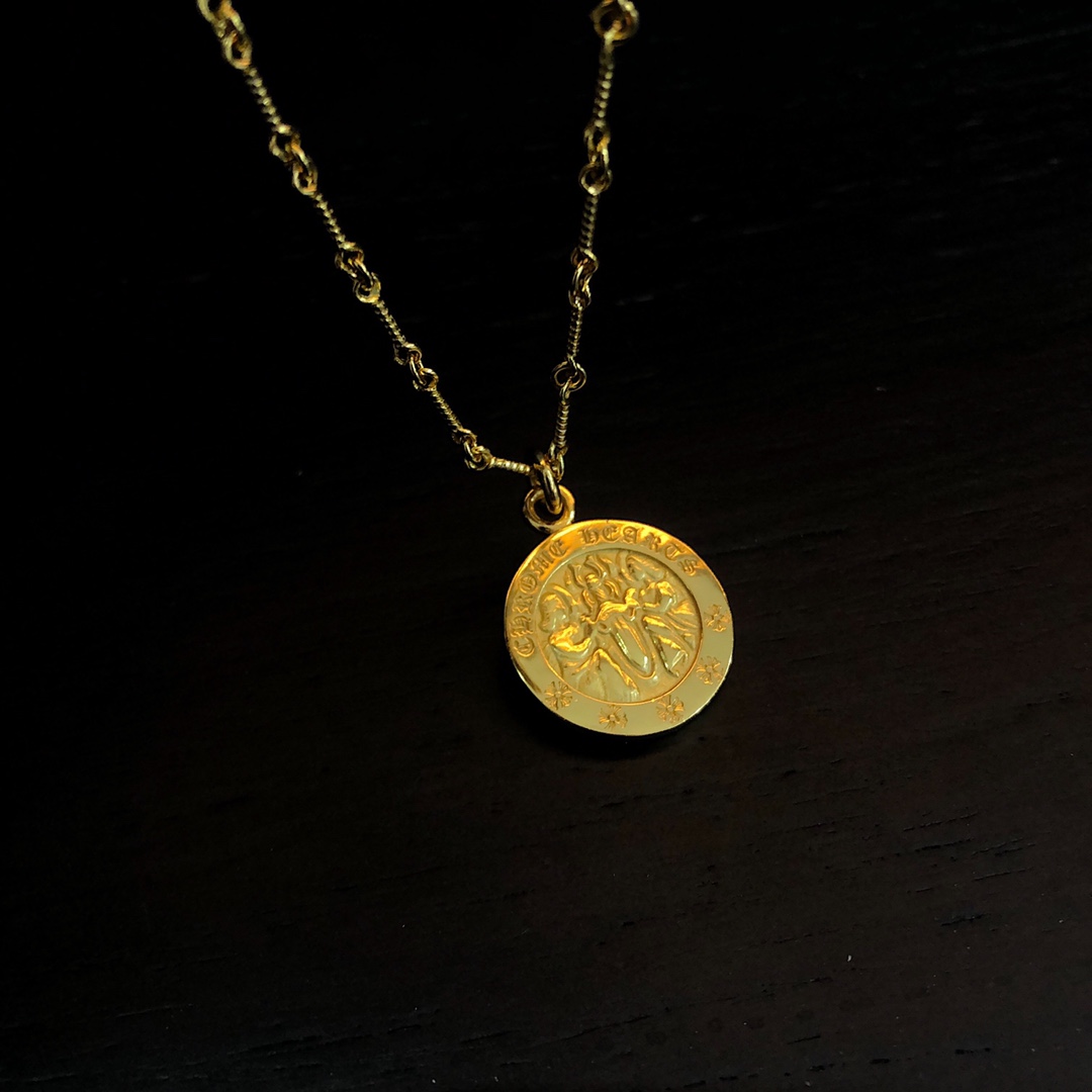 Chrome Hearts 开版 认准独家拍摄 (MZ)【新品上架】𝐂𝐡𝐫𝐨𝐦𝐞 𝐡𝐞𝐚𝐫𝐭𝐬22k克罗心圆牌天使链
