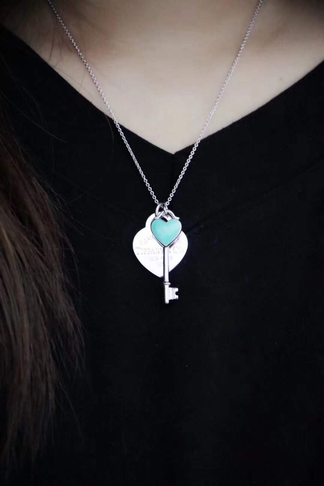 Tiffany & Co. 925纯银Tiffany&Co.珐琅爱心钥匙