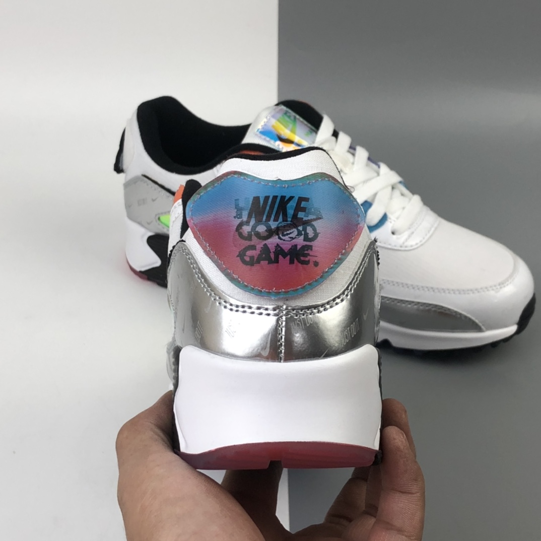 260 Nike Air Max 90”Have A Good Game” 白银LOL电玩像素钩子 复古气垫百搭休闲运动慢跑鞋 DC0832-101