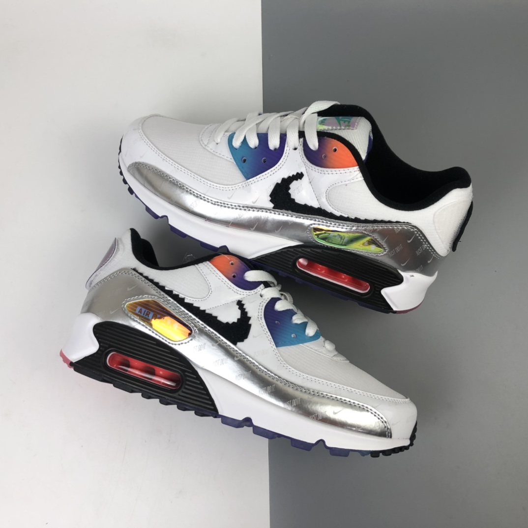 260 Nike Air Max 90”Have A Good Game” 白银LOL电玩像素钩子 复古气垫百搭休闲运动慢跑鞋 DC0832-101