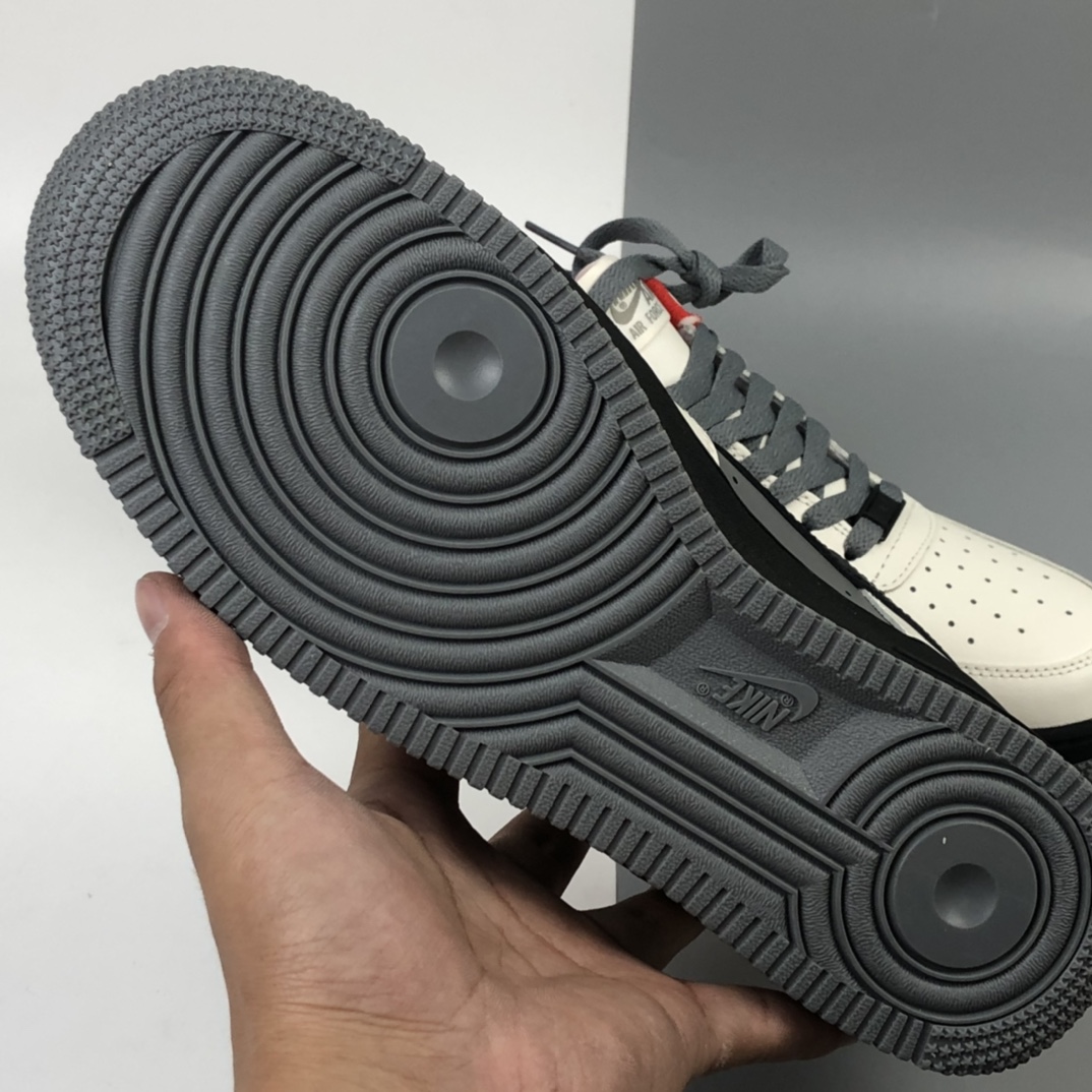 200   Nike Air Force 1 Low 空军一号经典低帮百搭休闲运动板鞋“皮革奶白深灰黑红”AQ4134-408