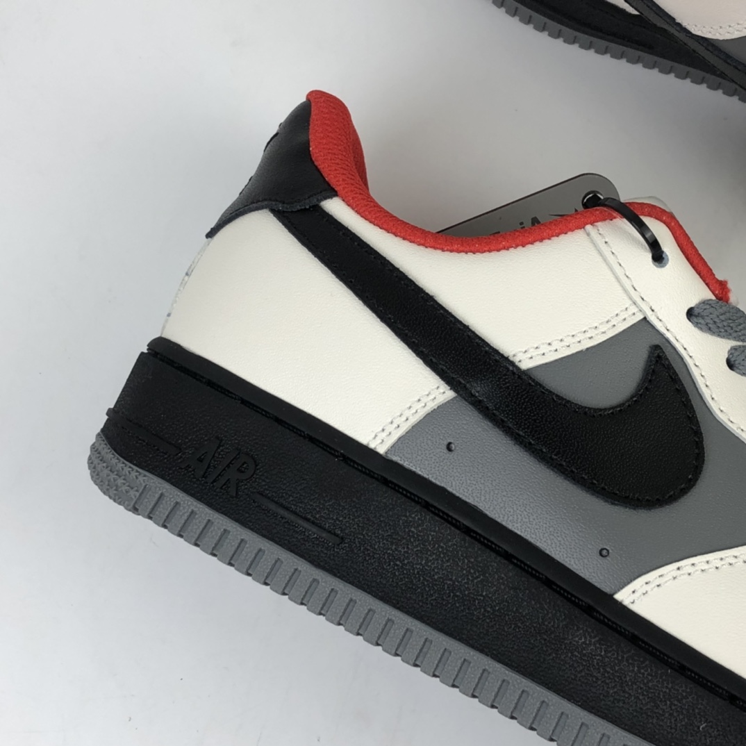 200   Nike Air Force 1 Low 空军一号经典低帮百搭休闲运动板鞋“皮革奶白深灰黑红”AQ4134-408