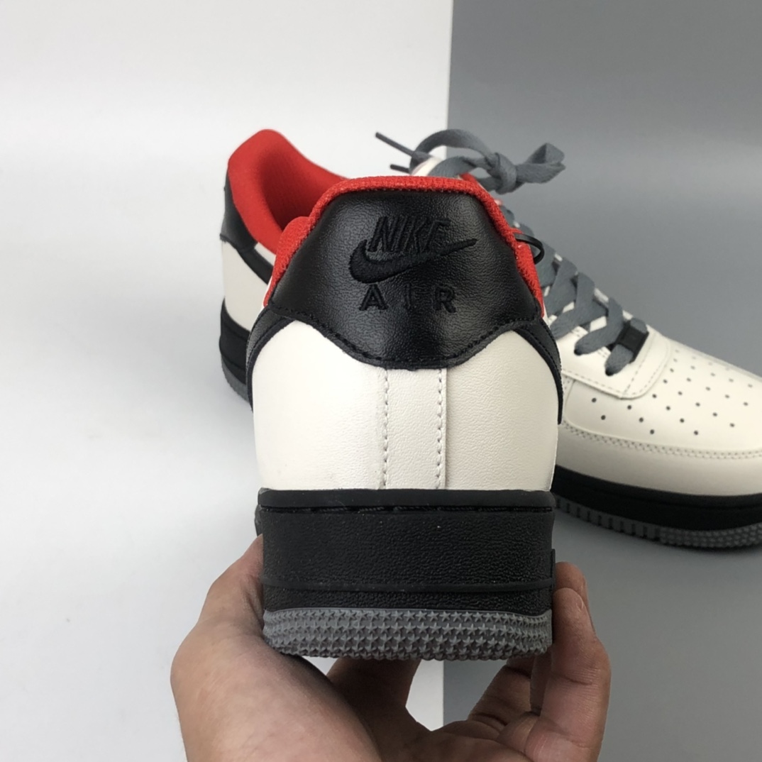 200   Nike Air Force 1 Low 空军一号经典低帮百搭休闲运动板鞋“皮革奶白深灰黑红”AQ4134-408