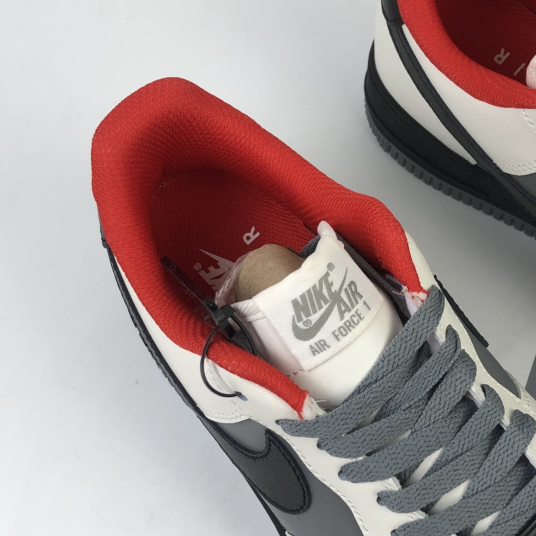 200   Nike Air Force 1 Low 空军一号经典低帮百搭休闲运动板鞋“皮革奶白深灰黑红”AQ4134-408