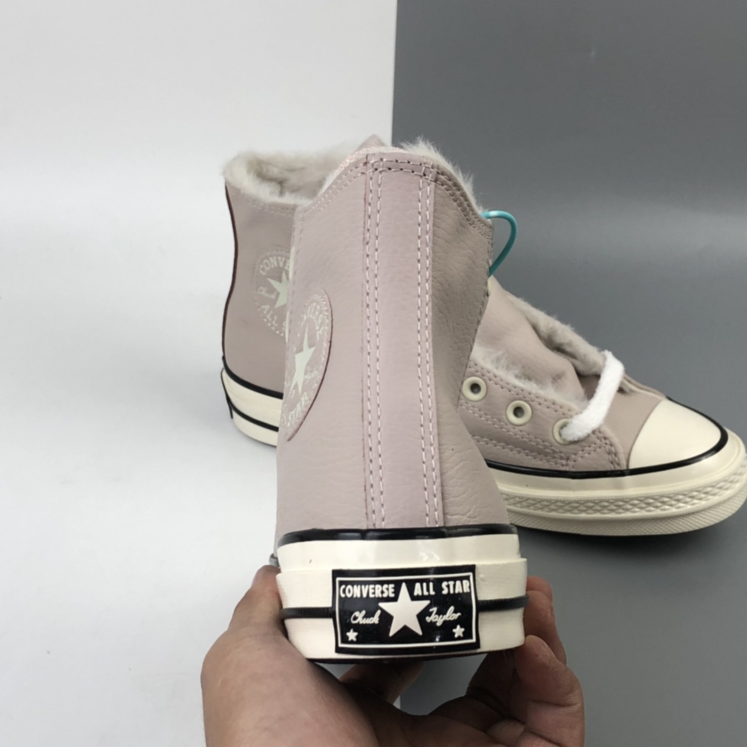 150 加绒款 Converse Chuck 70s 匡威浅粉皮面高帮休闲板鞋 569514C