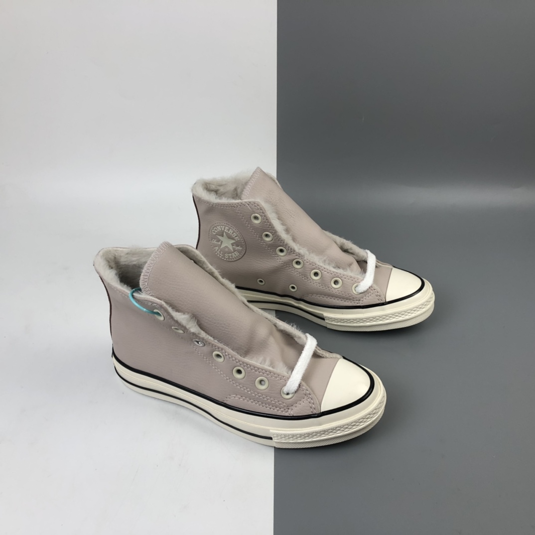 150 加绒款 Converse Chuck 70s 匡威浅粉皮面高帮休闲板鞋 569514C